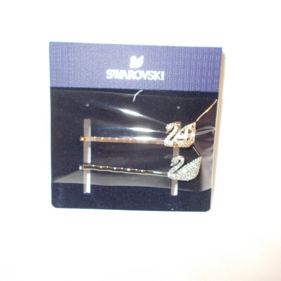 Swarovski silver and rose gold swan bobby pins 5369577 - Picture 4 of 7